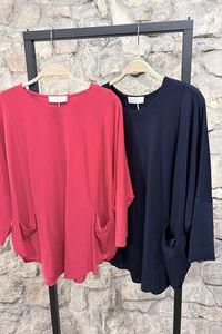 NOEN Shirt Visc/Ela boxy rot, marine NOEN Shirt Visc/Ela boxy rot, marine