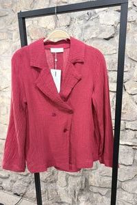 NOEN Blazer ungefüttert Leinen crincled rot NOEN Blazer ungefüttert Leinen crincled rot